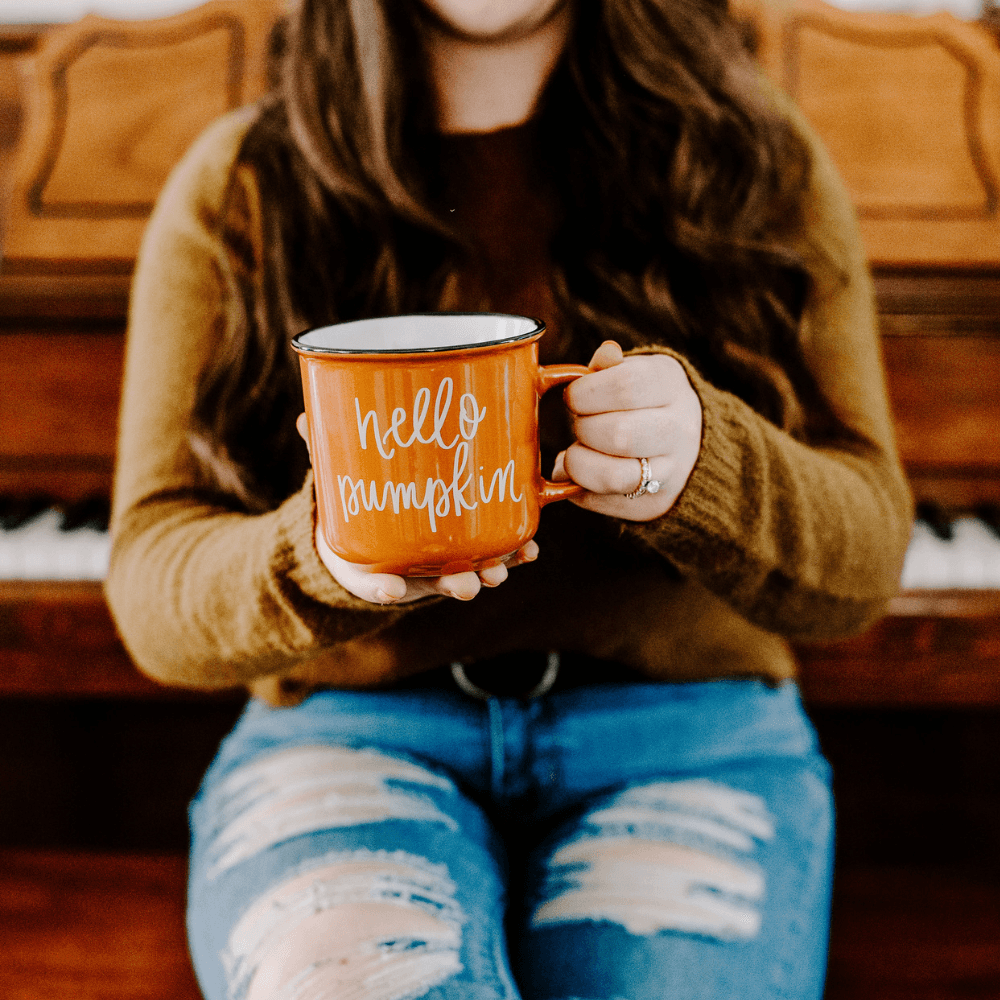 Hello Pumpkin Orange Campfire Coffee Mug